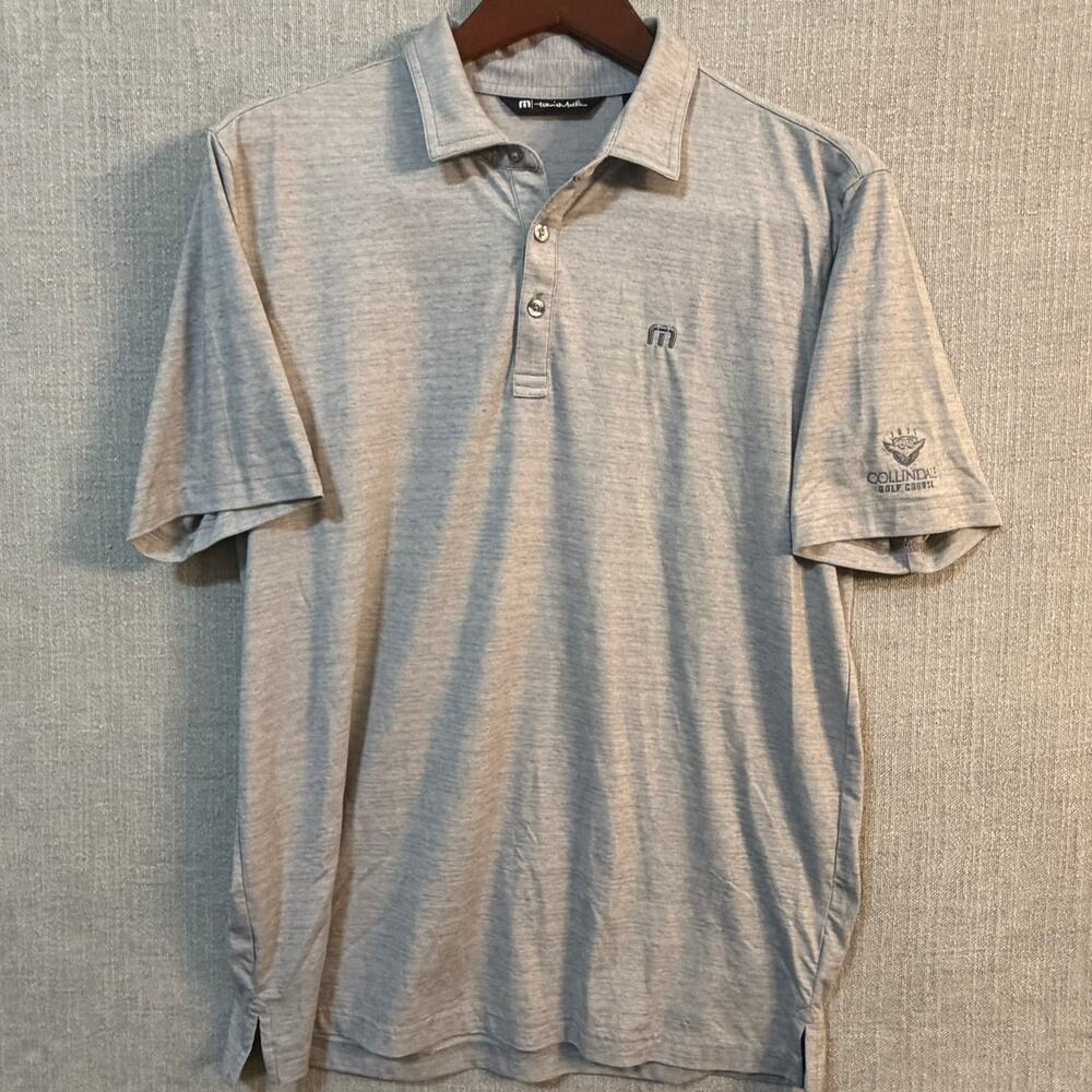 Travis Mathew Mens L Gray Perfomance Golf Polo Collindale Golf Course Branded